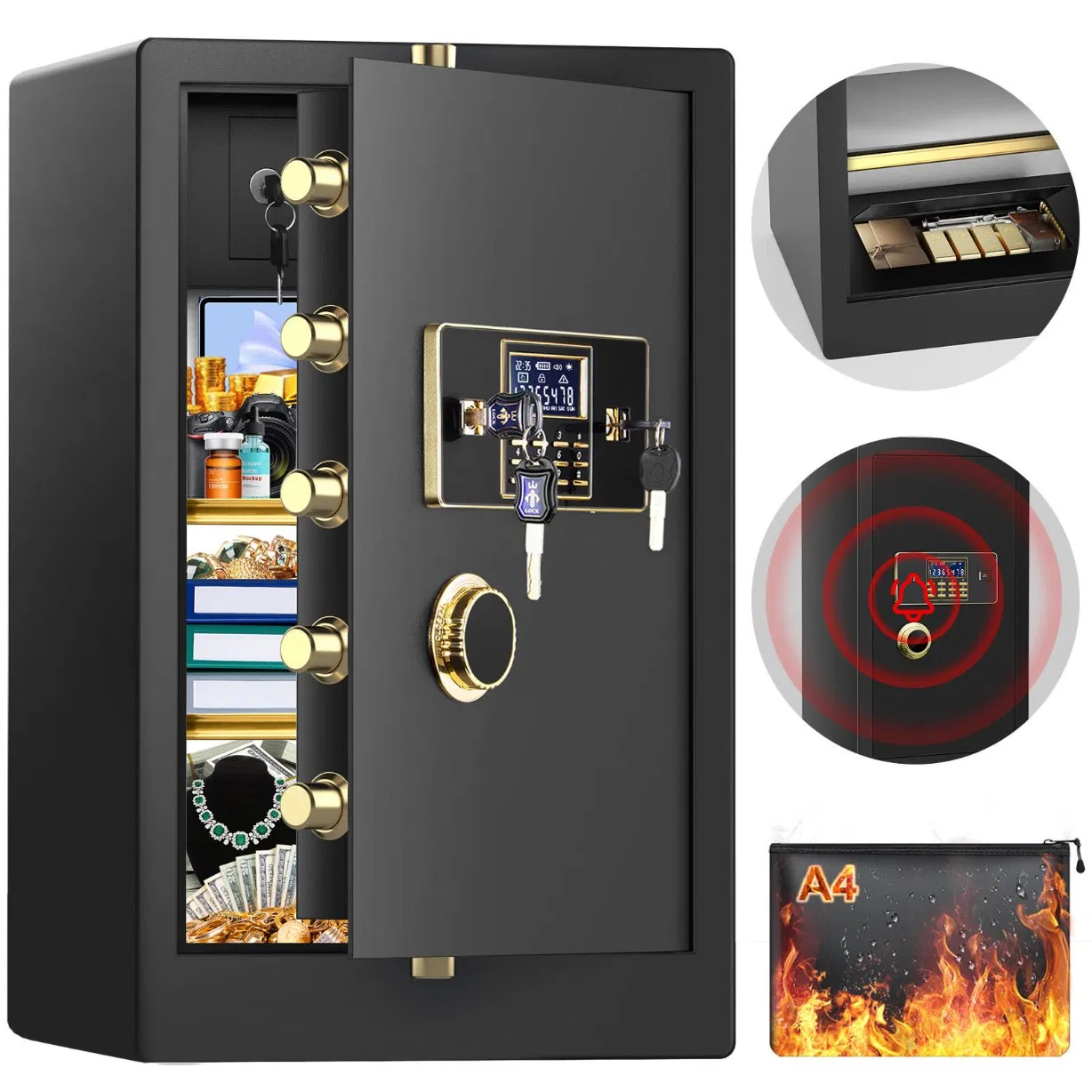 Premium Luxury Home Safe with Electronic Digital Lock Fingerprint and Key Entry