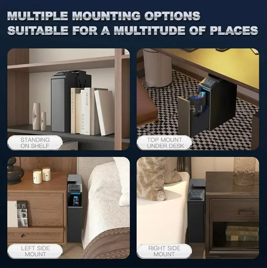 Handgun Gun Safe for Nightstand, Desk, Bed Side, Truck, Quickly Access Auto Sliding Door with Fingerprint, Pin Code and Key