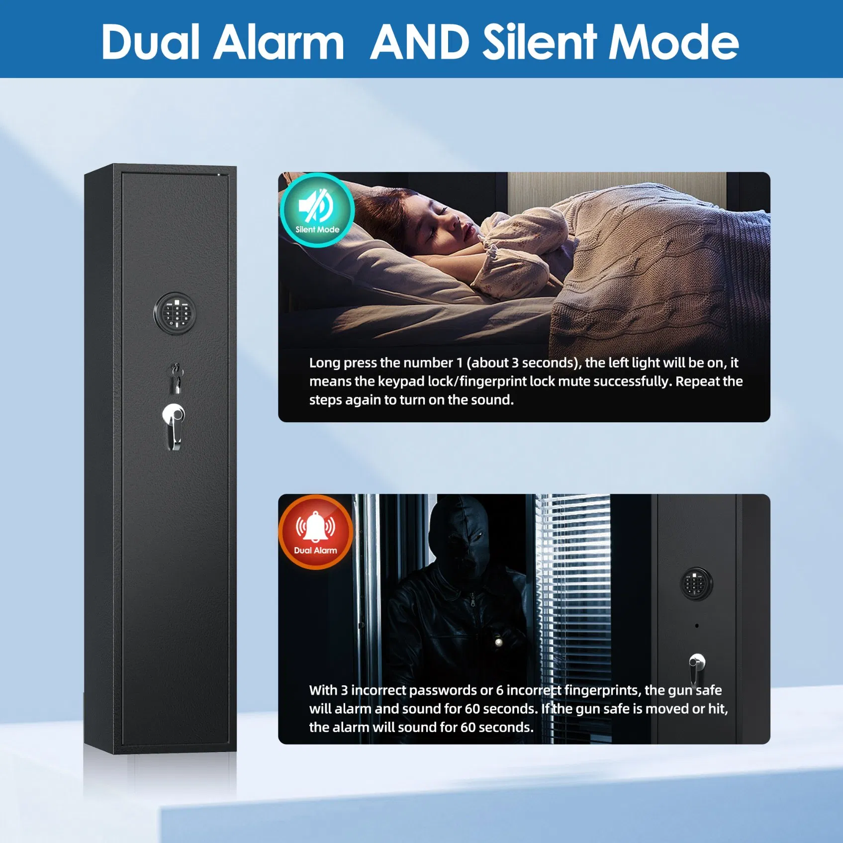 Metal Steel Case Cabinet Digital Biometric Fingerprint Gun Safe Box with Fingerprint