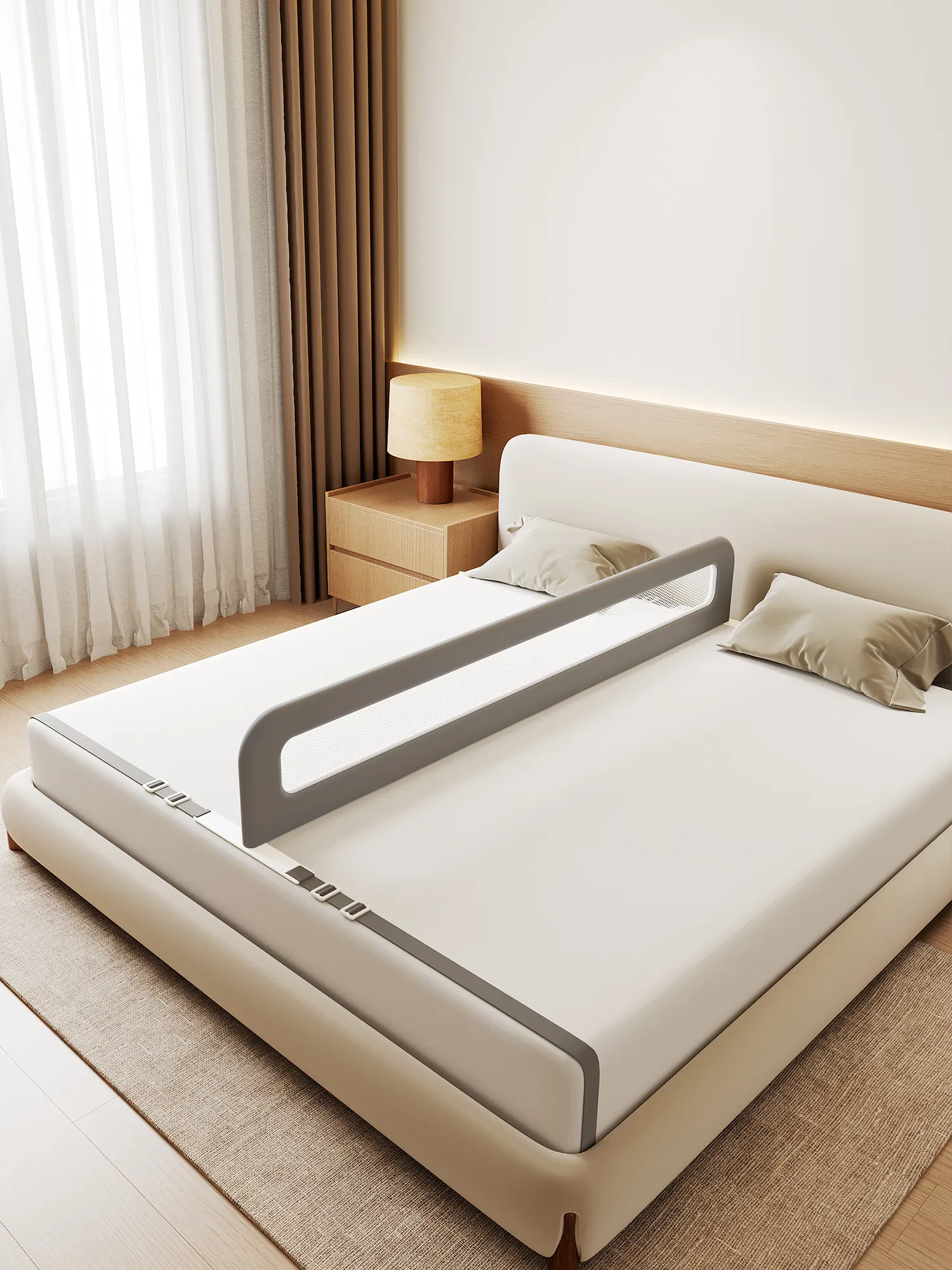 Stylish Bed Divider - Safe Fall Protection for Modern Bedroom Decor