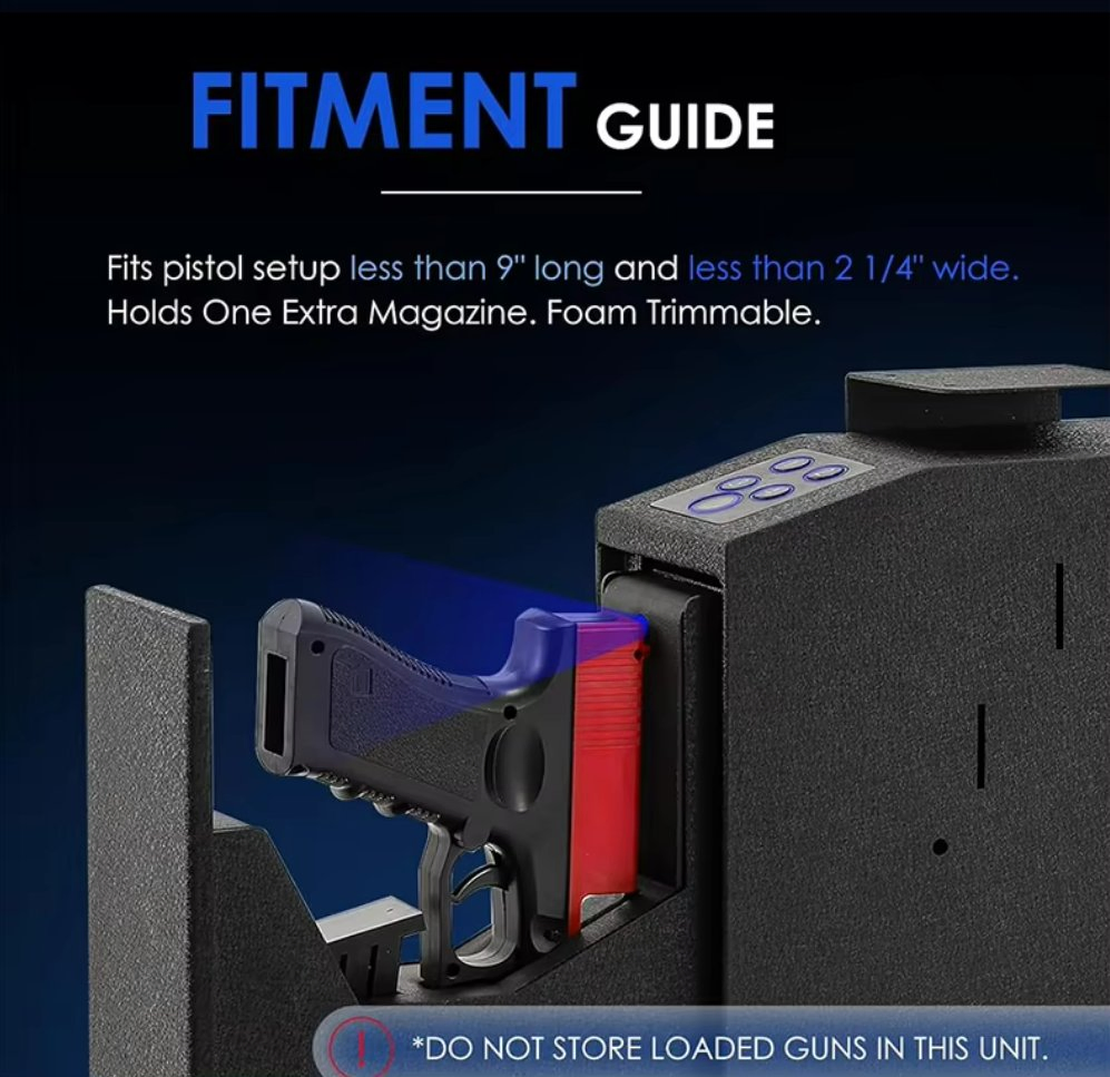 Biometric Gun Safe for Heavy Duties with Fingerprint Keypad Key Quick Access by Desk Nightstand Wall Cabinet Silent Mode