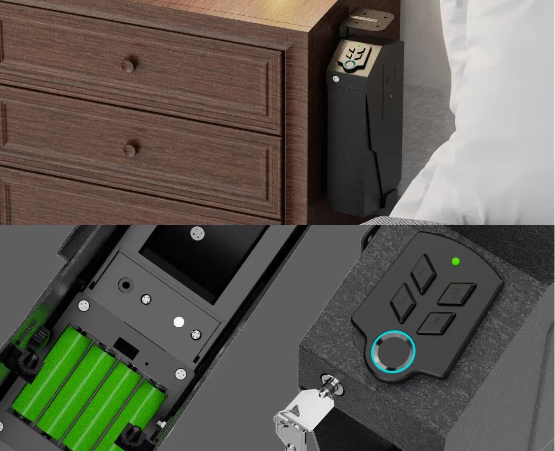 Biometric Gun Safe for Mounted, Gun Safe Box Quick Access Safe with LED Light, Fingerprint Keypad Lock Box