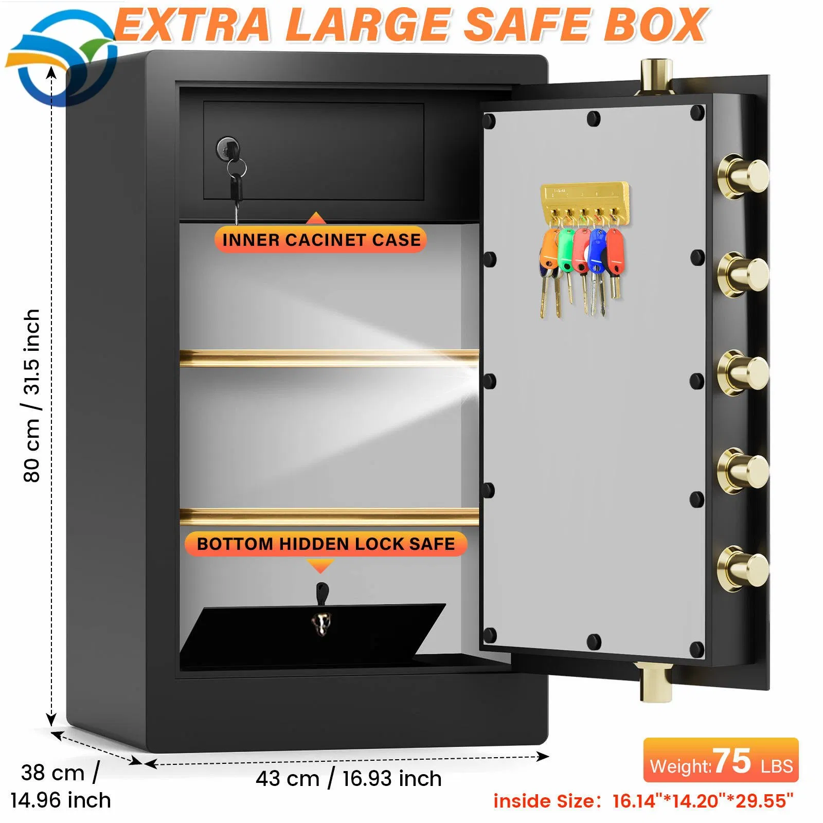 Professional Grade Luxury Home Safe with Electronic Code and Fingerprint Reader