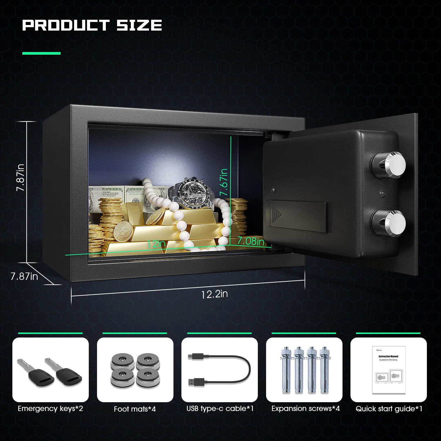 Dual-Door Home Locker with Biometric Fingerprint Lock and Drop Slot Big Safe Deposit Box