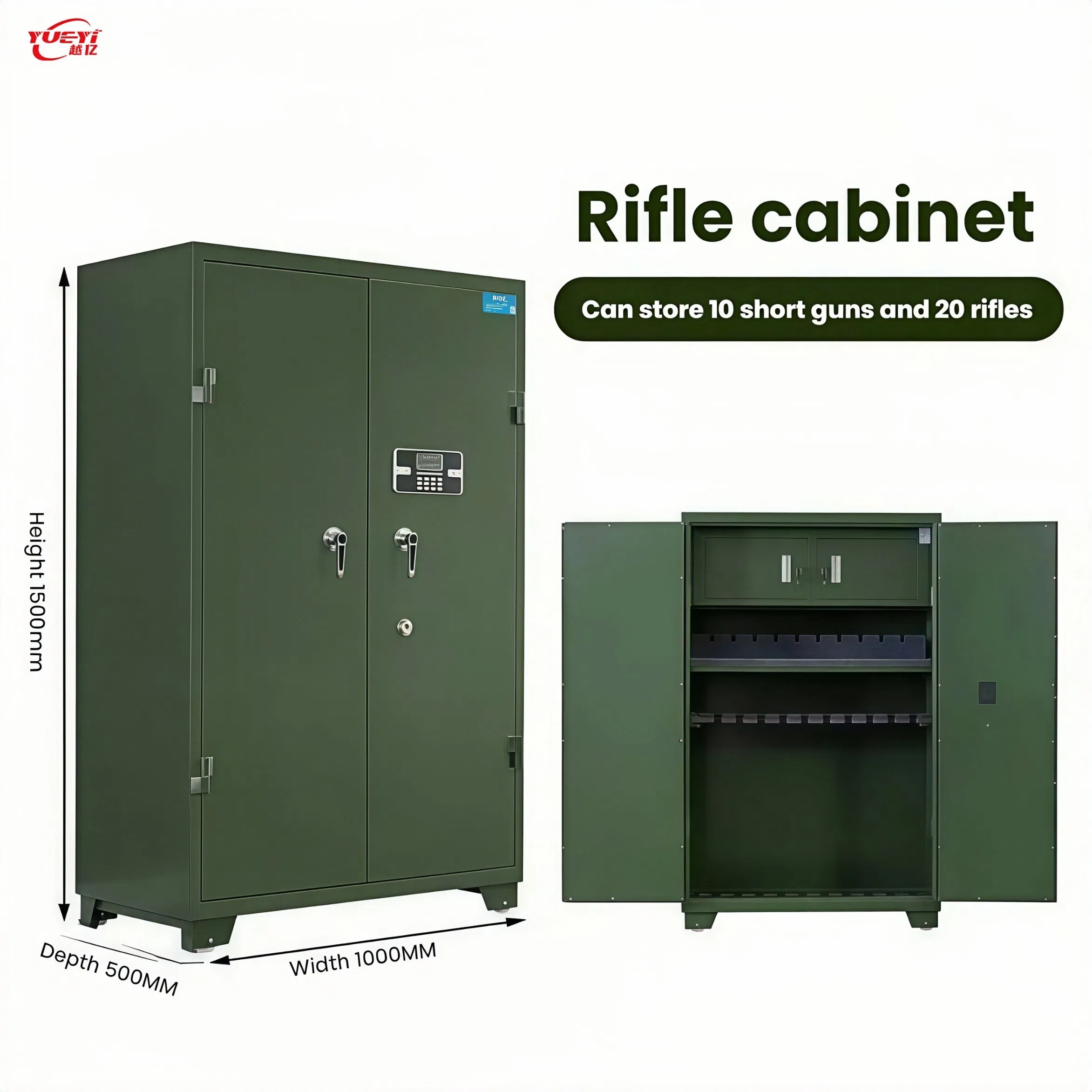 Factory Custom Large Capacity Security Lockable Gun Storage Cabinet Fingerprint Gun Safe with Combination Lock