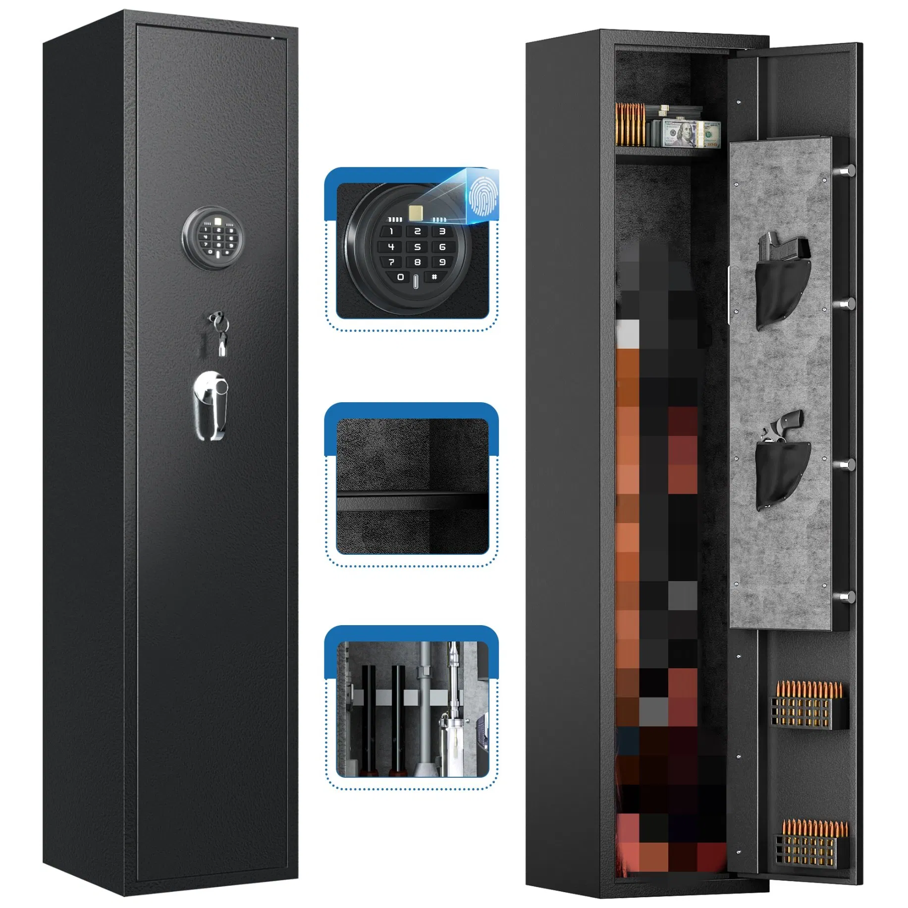 Gun Safe Box Metal Fingerprint Biometric Identification Gun Case