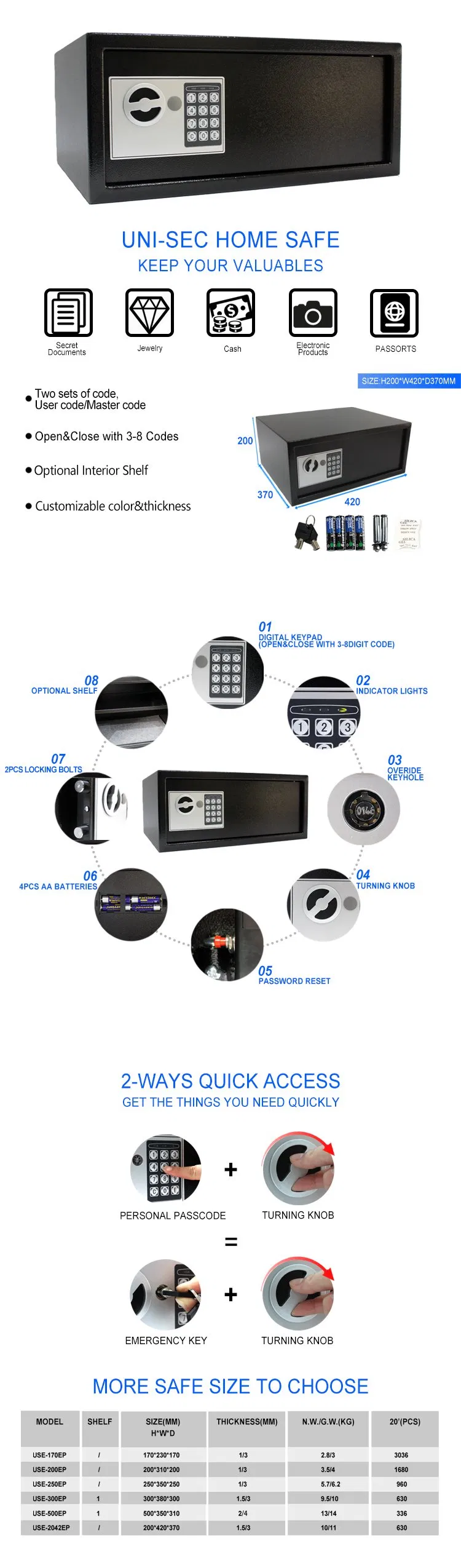 Electronic Jewelry Digital Keypad Lock Safe Box