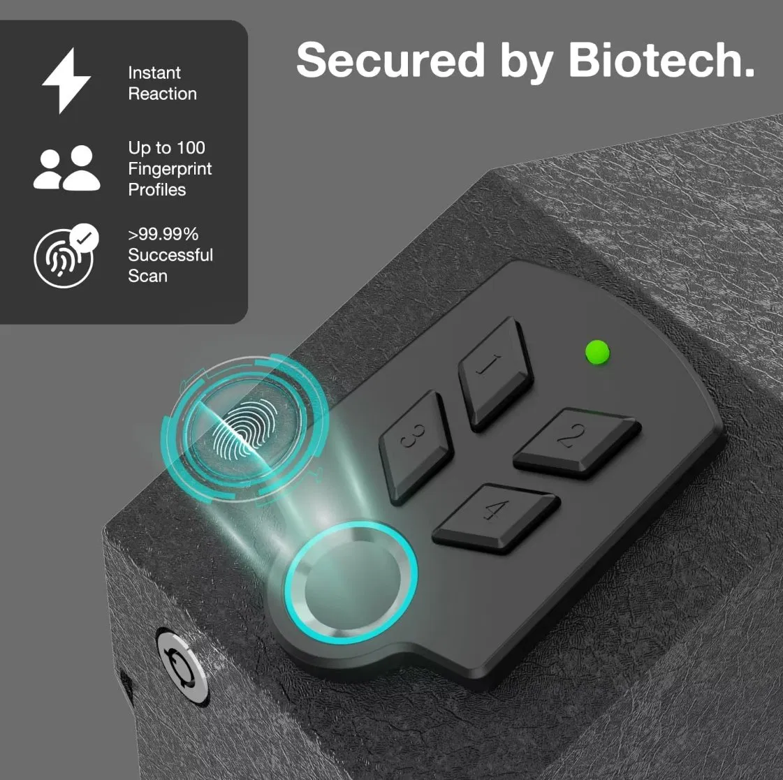 Biometric Gun Safe for Mounted, Gun Safe Box Quick Access Safe with LED Light, Fingerprint Keypad Lock Box