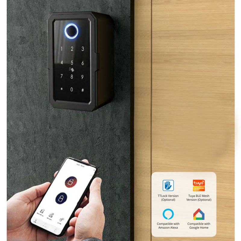 Electronic Digital Fingerprint Smart Keybox Wall Mounted Safe Storage