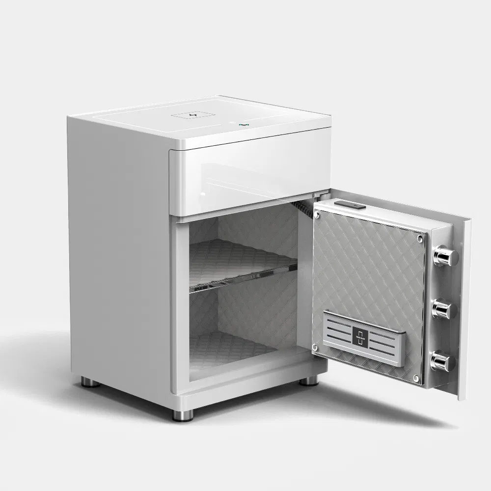 Luxury Smart Nightstand Safe Wireless Charger Fingerprint Bedside Table