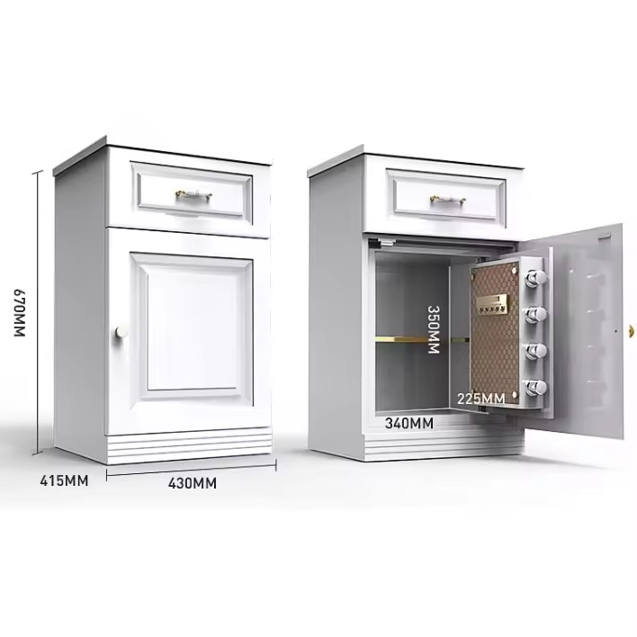 Modern Nightstand Safe Wooden Bedroom Furniture Smart Bedside Home Hotel Security Locker Safe Box
