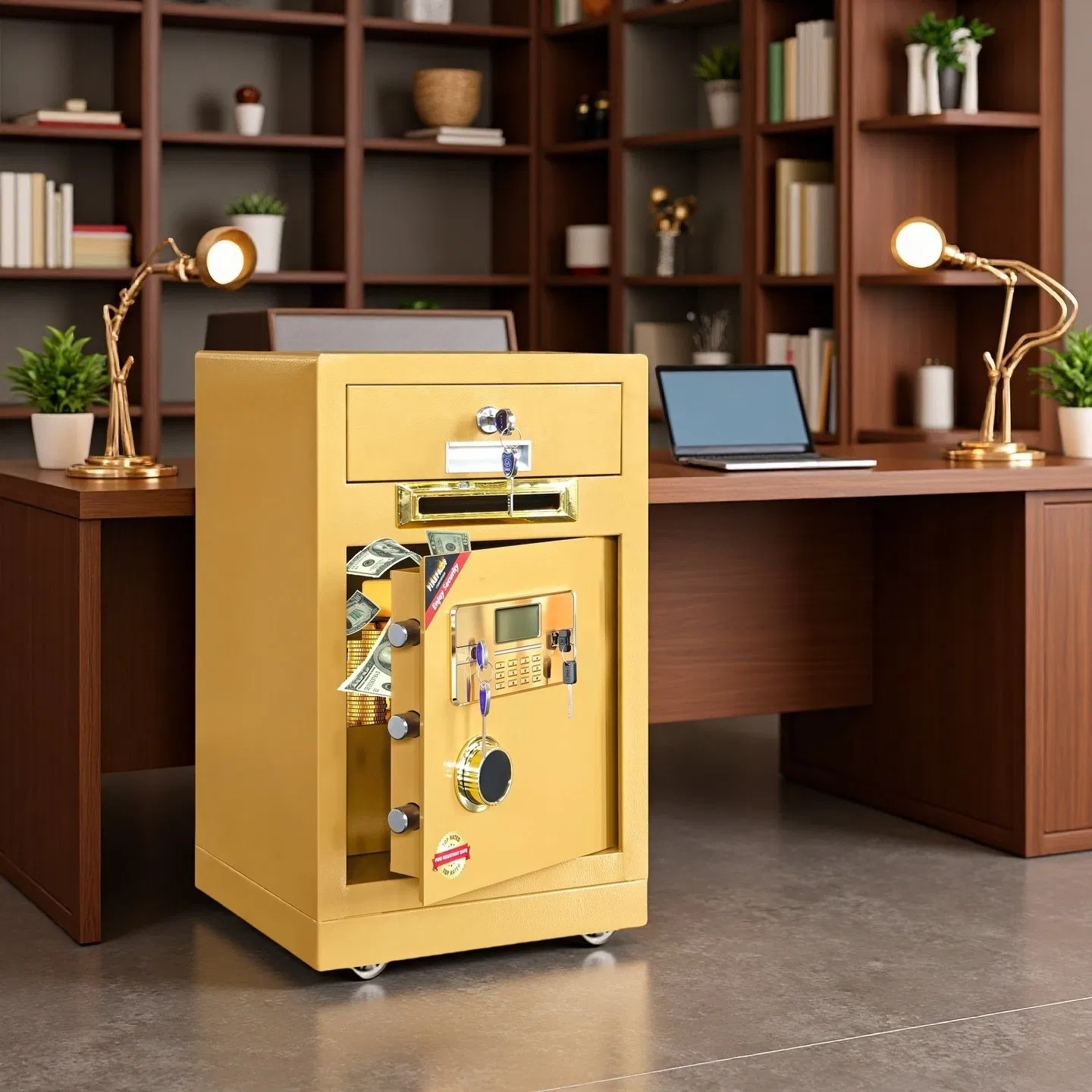 Small Business Fireproof Money Safe with Organizer Drawer UL Approval Digital Lock Coin Slot Safe Fireproof Data Safe