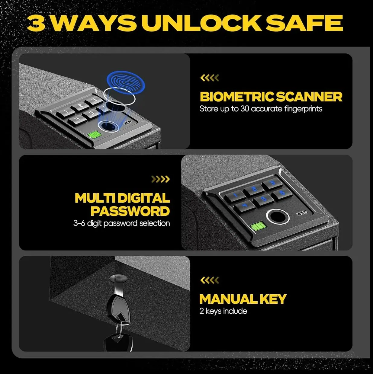 Mounted Biometric Gun Safe for Handgun, Nightstand Quick Access Hangun Safe with Auto Sliding Door Gun