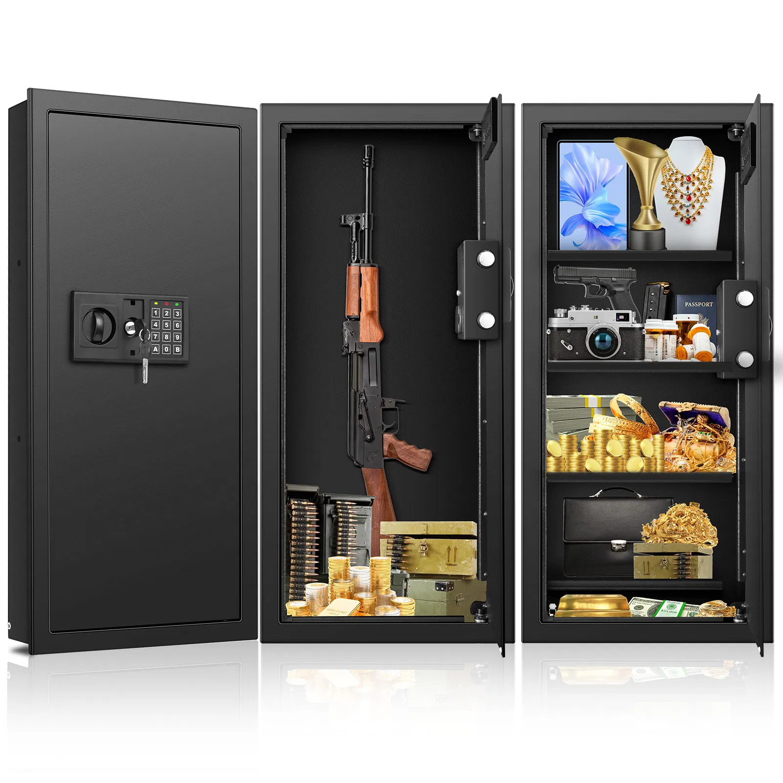 Wall Mount Safe Box Wall Mounted Gun Safe for Firearms Storage