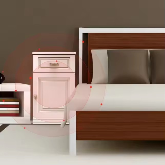 Modern Nightstand Safe Wooden Bedroom Furniture Smart Bedside Home Hotel Security Locker Safe Box