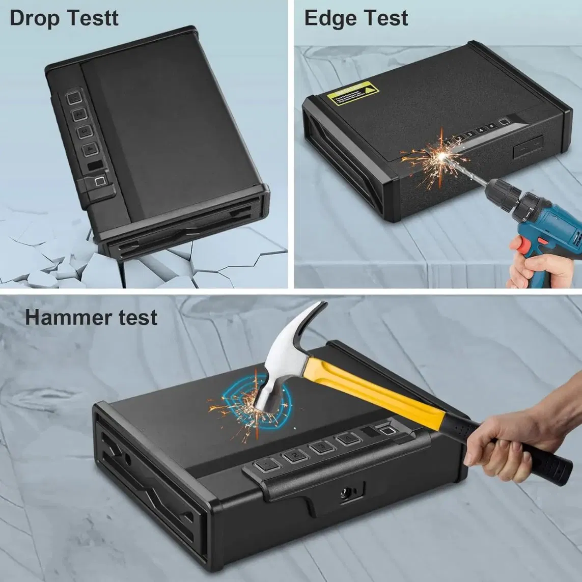 Biometric Gun Safe, Handgun Safe for Handguns, 3-Quick Access with Fingerprint/Key/Passcode, Gun Lock Box for Nightstand, Car, Home