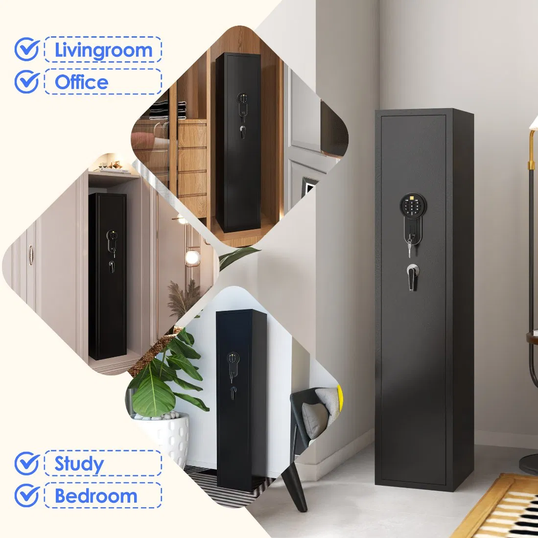 Higher Quality Home Fingerprint Electronic Gun Safe Storage Wall Mounting Gun Cabinet