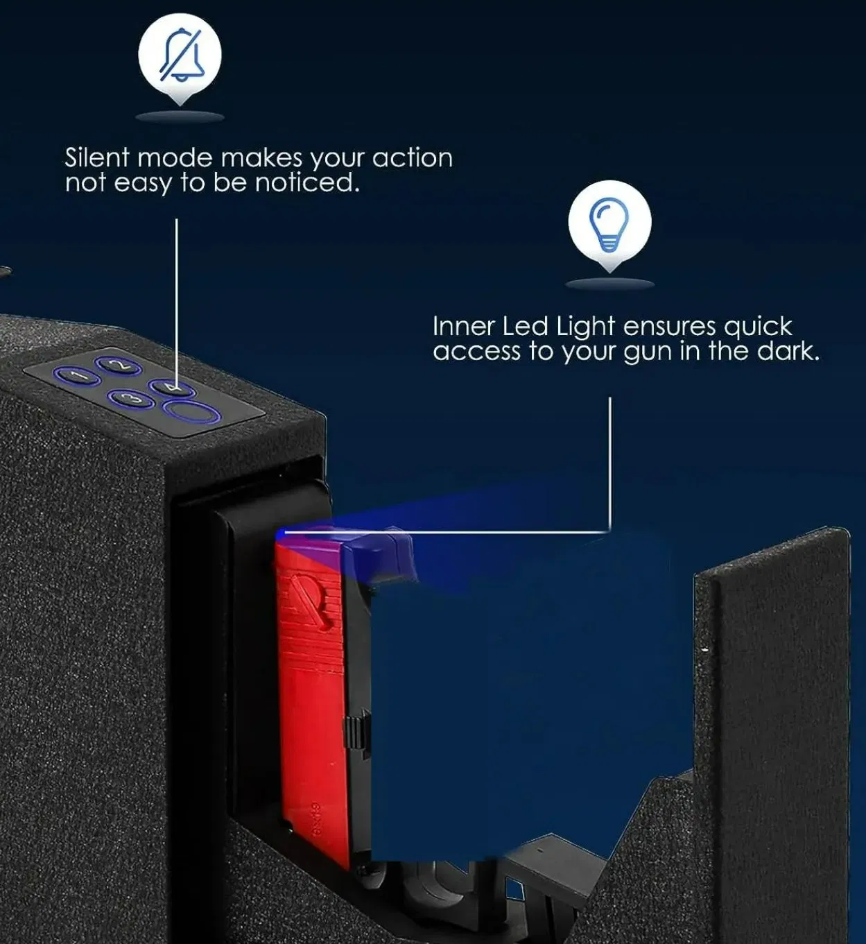 Biometric Gun Safe for Handgun, Mounted Handgun Safe with Quick Access Sliding Door, for Nightstand, Desk, with Fingerprint,