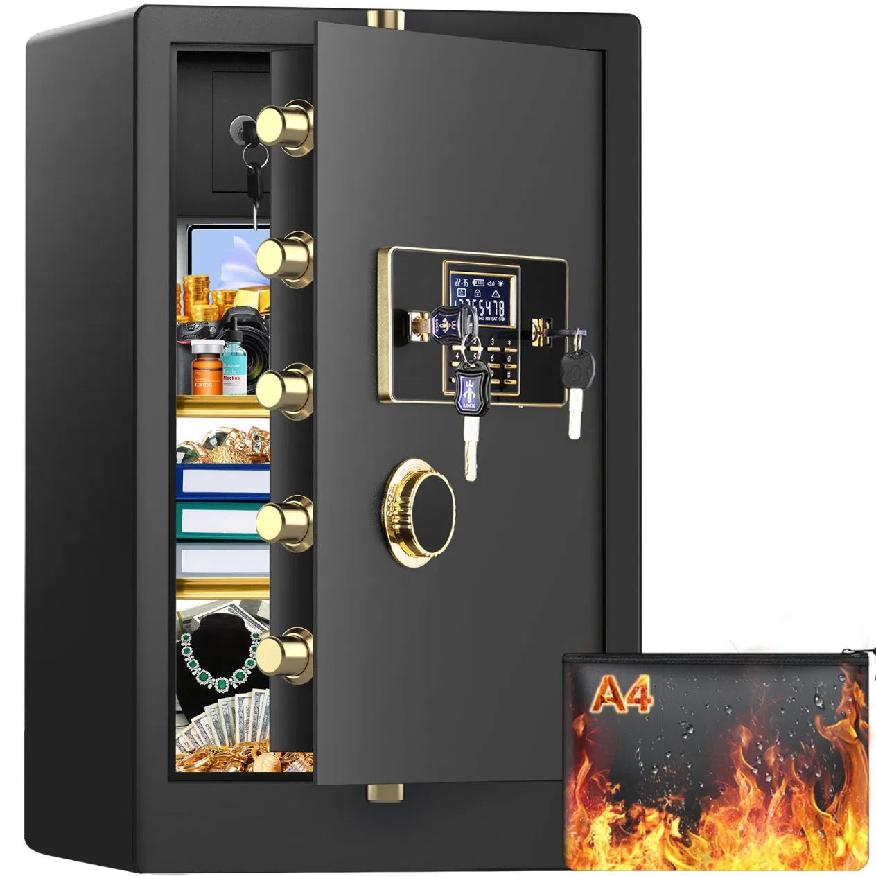 Advanced Home Safe with Digital Fingerprint and Triple Security