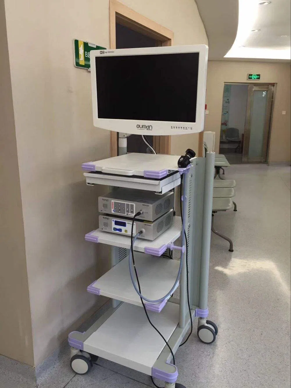 Ouman Hospital Standard Metal Medical Trolley Cart for Endoscope Camera System