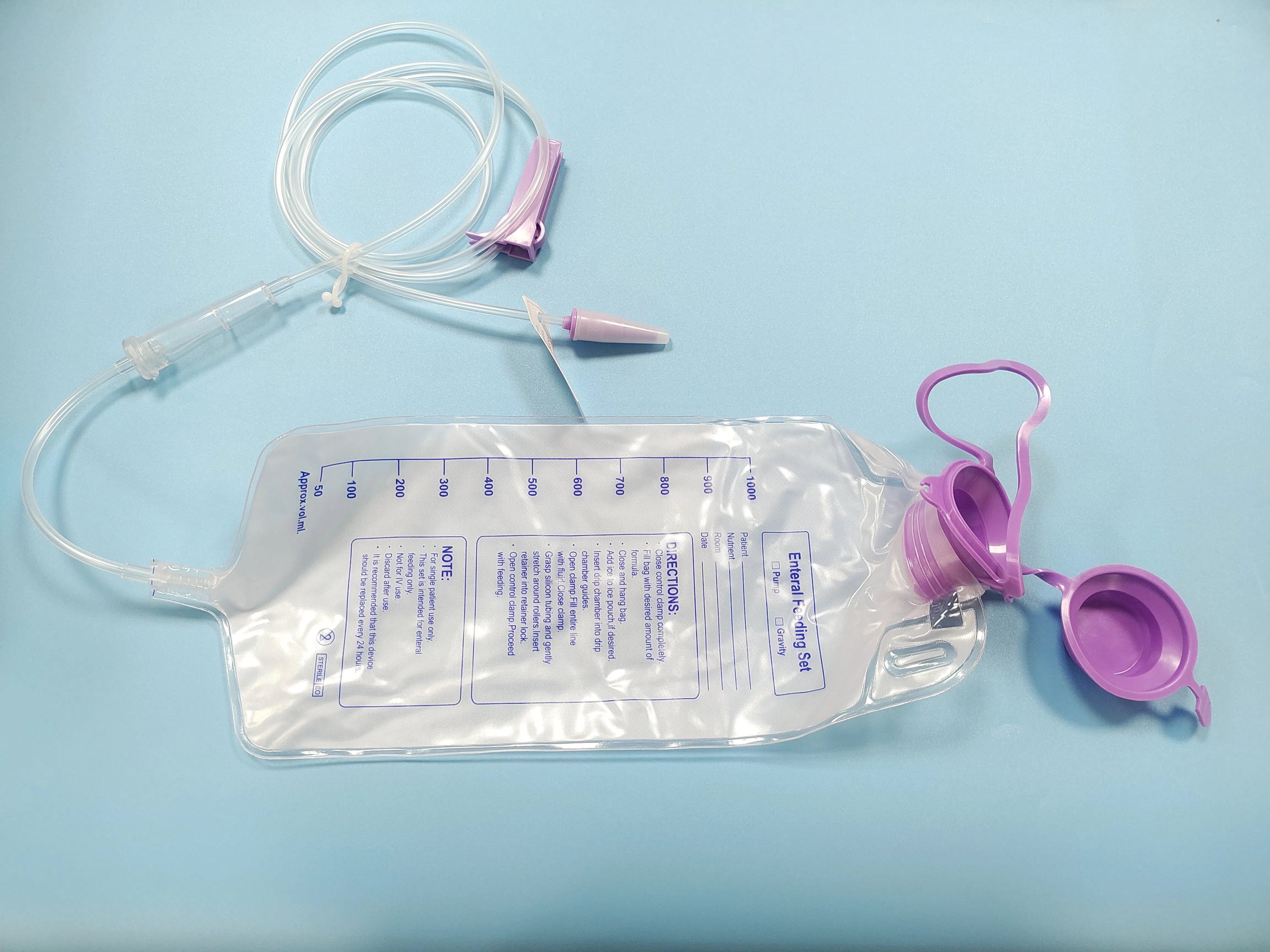 Enteral Feeding Gravity Bag 600ml, Enteral Nutrition Feeding, Blue PVC, Dehp Free, CE Certified