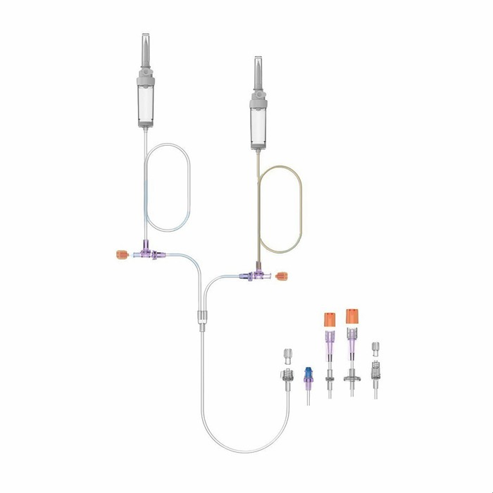 Dual Head 12 Hours Multiple Injection Tubing System with Drip Chambers, 24hours CT MRI Contrast Media Transfer Inject Tube for Medical Imaging Systems