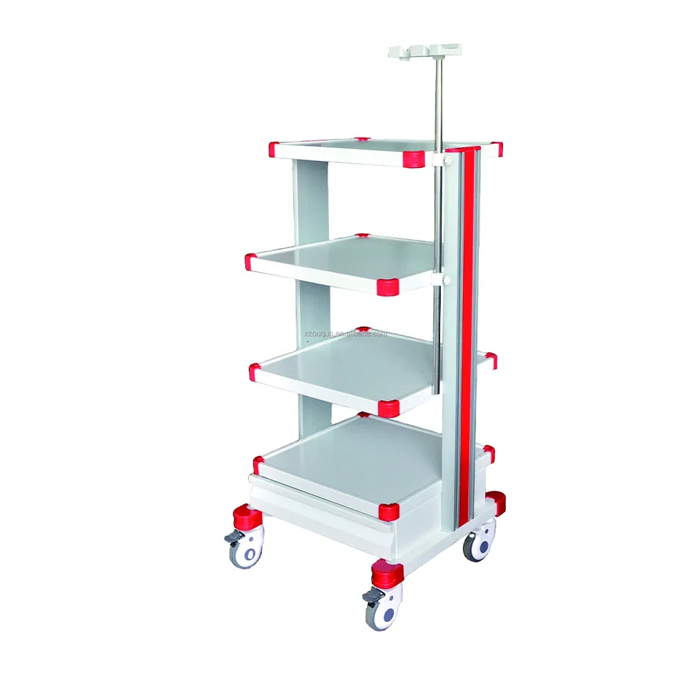 Mobile Ergonomic Design Metal Multilayer Medical Endoscopy Trolley