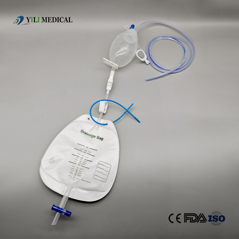 Cross Valve Urine Bag 400ml+Medical Cross Groove, Flat Groove Silicone Tube+Surgical 100ml, 200ml 400ml Wound Drainage System