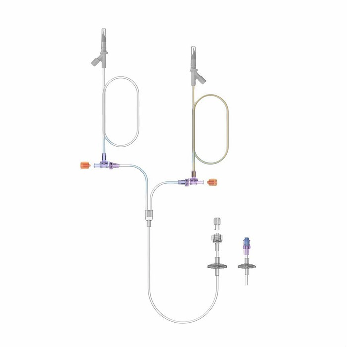 Dual Head 12 Hours Multiple Injection Tubing System with Drip Chambers, 24hours CT MRI Contrast Media Transfer Inject Tube for Medical Imaging Systems