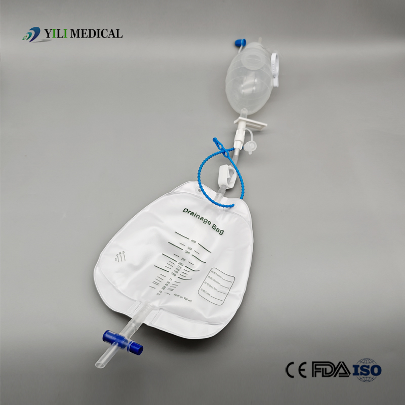 Closed Wound Drainage System with Silicone Tube PVC Tube + 400ml Urine Bag