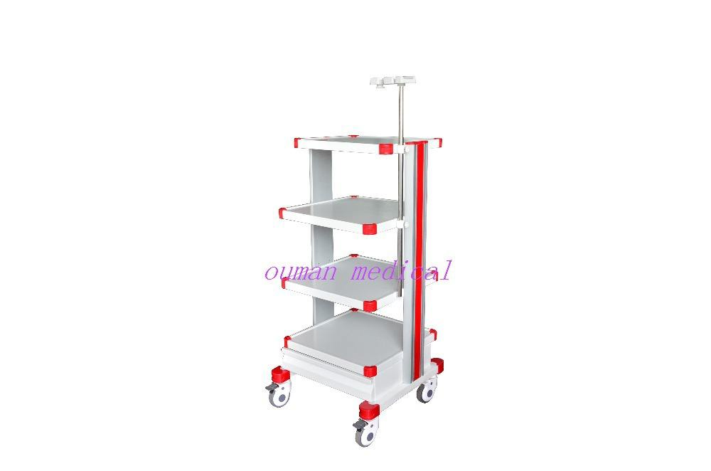 Ouman Medical Endoscope Trolley Cart with Tray and Equipment Holder
