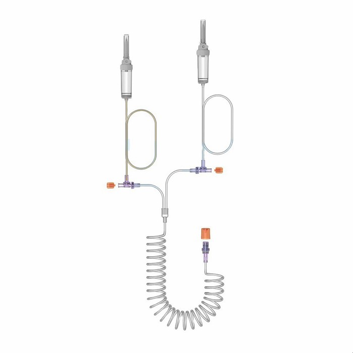 Dual Head 12 Hours Multiple Injection Tubing System with Drip Chambers, 24hours CT MRI Contrast Media Transfer Inject Tube for Medical Imaging Systems