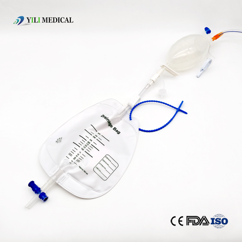 Cross Valve Urine Bag 400ml+Medical Cross Groove, Flat Groove Silicone Tube+Surgical 100ml, 200ml 400ml Wound Drainage System