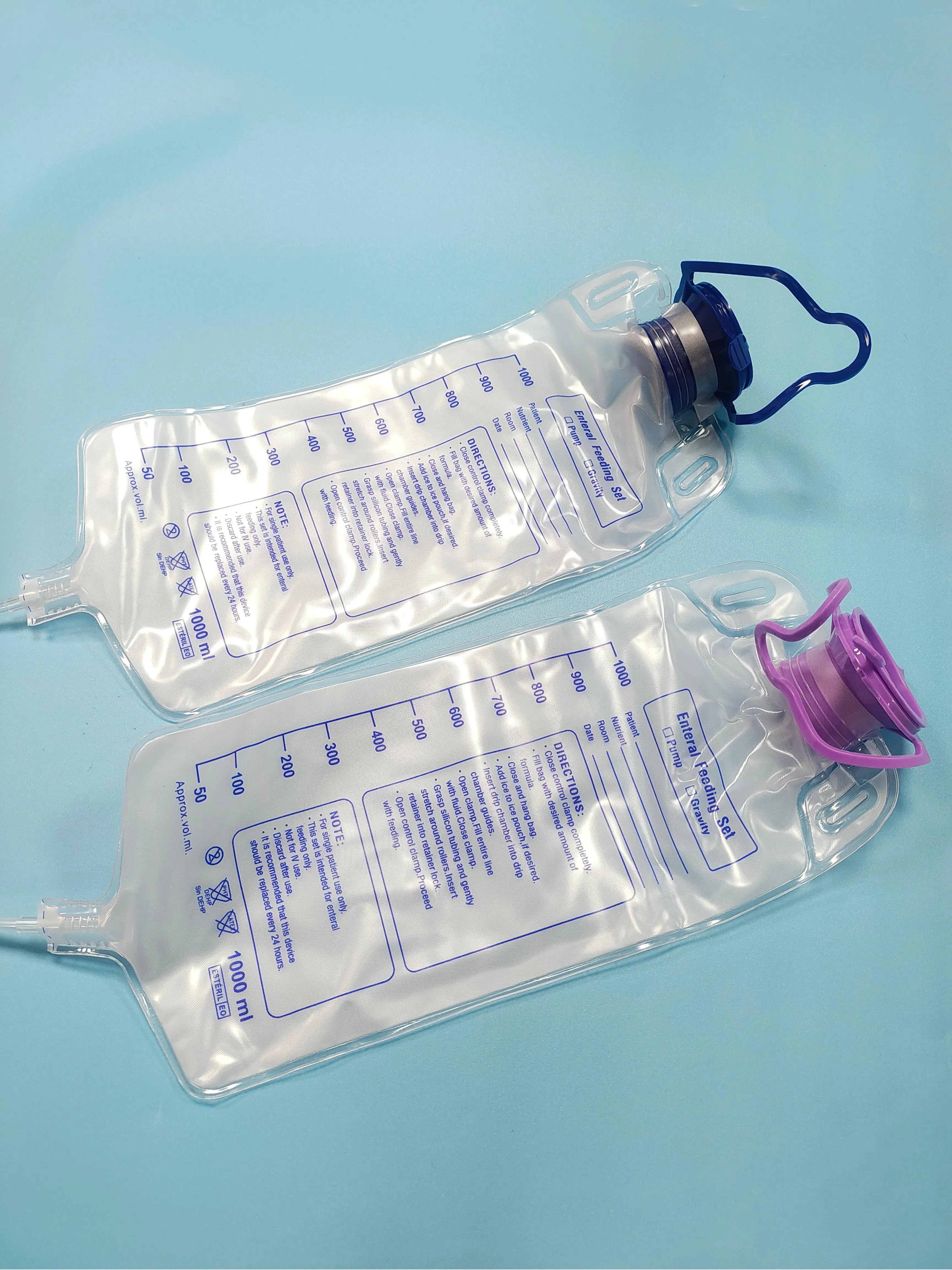 Vibrant Purple and Blue Anti-Free Flow Enteral Feeding Bag