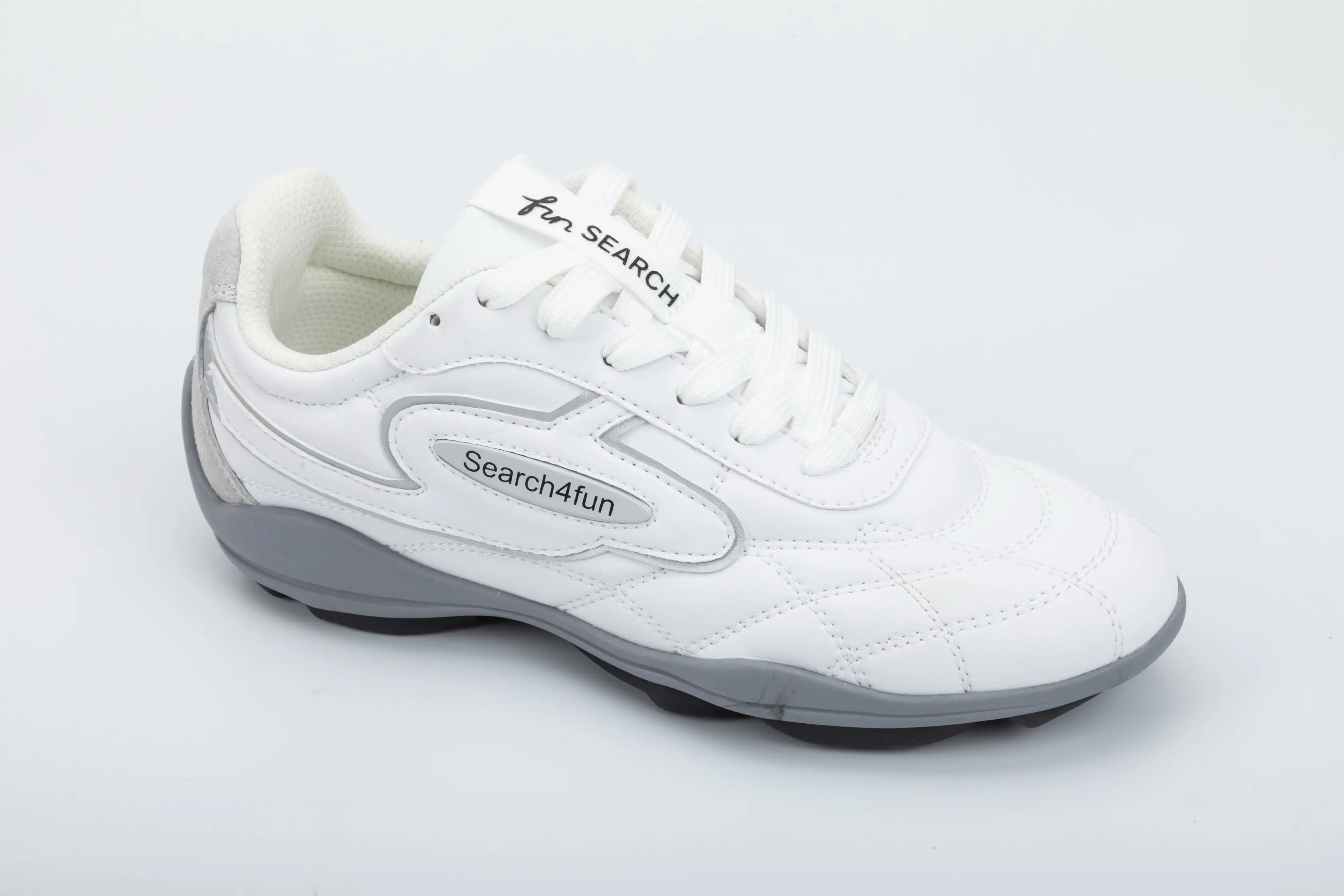 Custom White PU Casual Walking Sneakers with Cushioned Rubber-EVA Sole for Wholesale