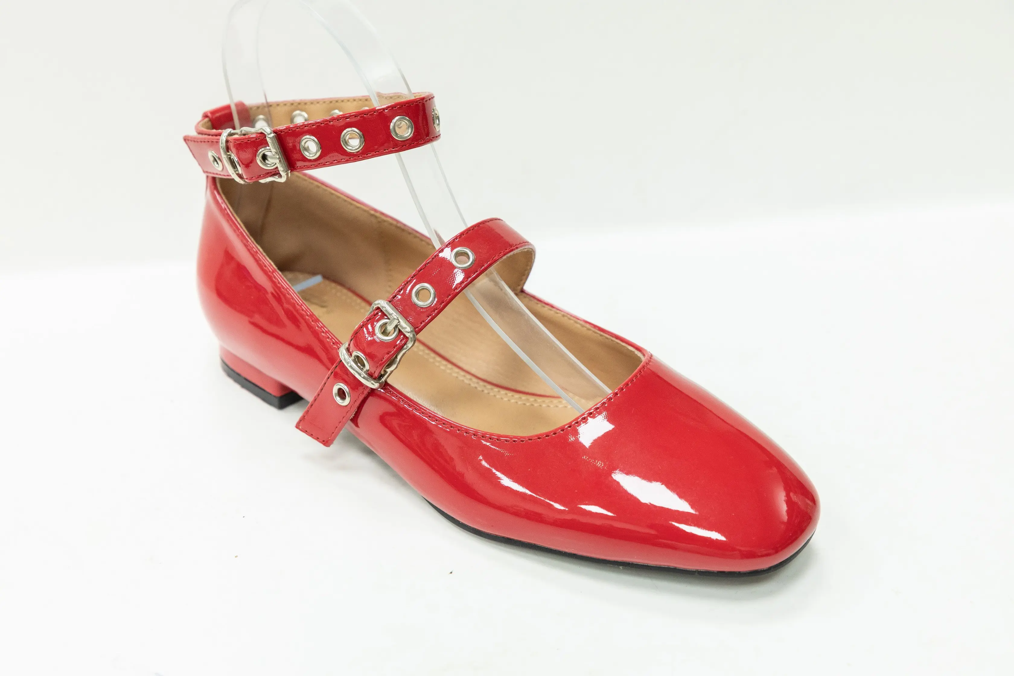 OEM ODM Custom Zebra Print Ladies Ballerina Shoes with Double Buckle Strap and Low Heel