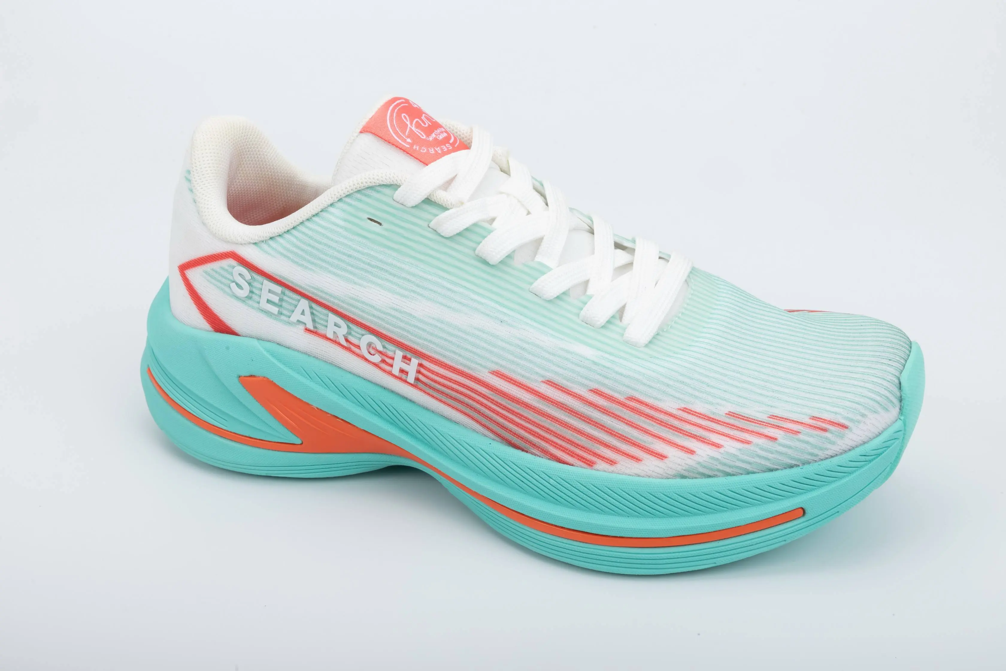 Custom Blue and White Mesh Running Sneakers with Thick Cushioned Sole for Unisex Sportswear