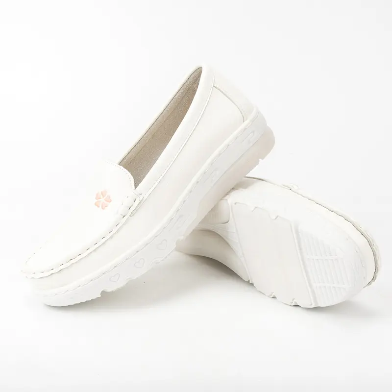High-Quality Platform White Nursing Shoes with Flower Embroidery Manufacturers, Factories