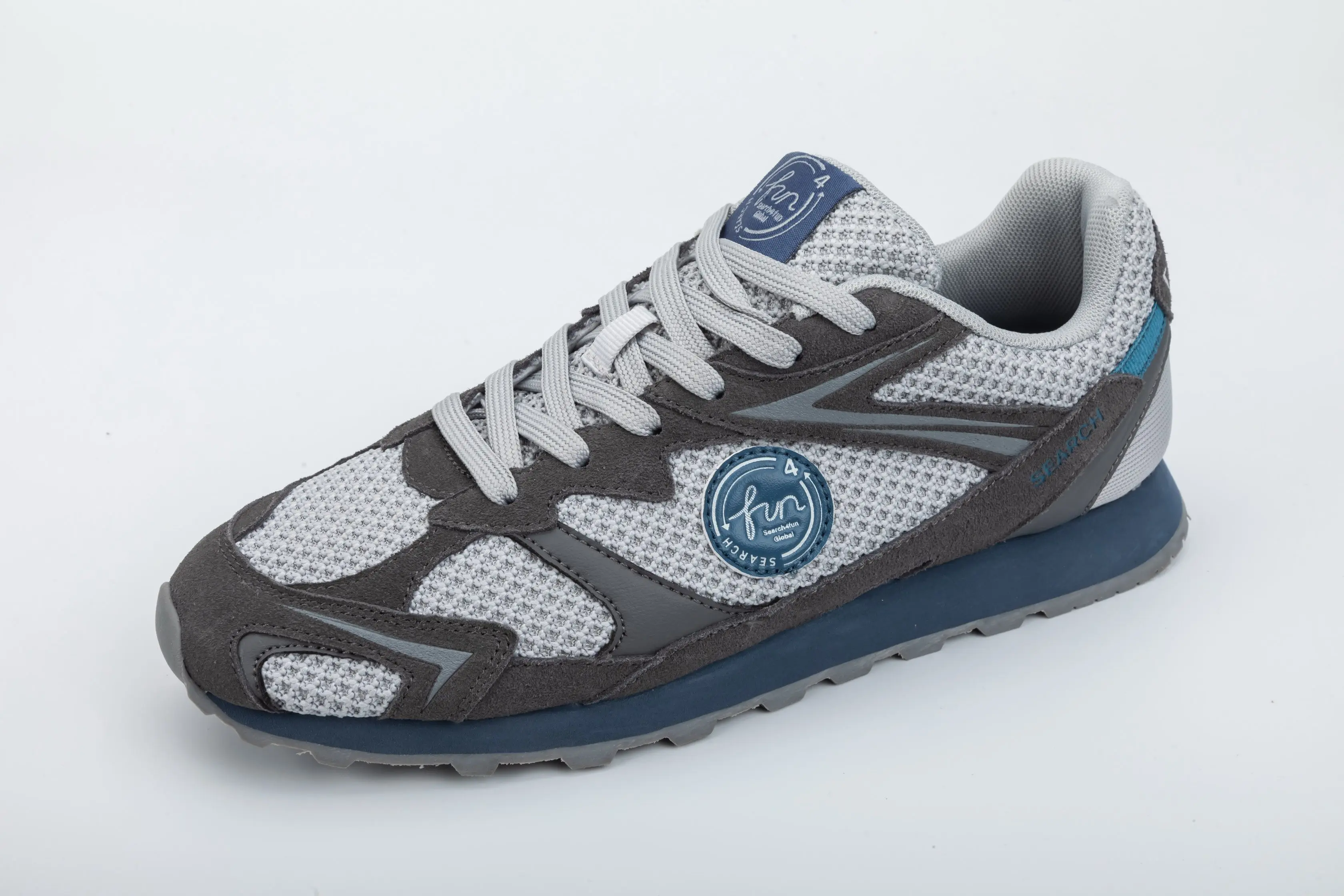 Custom Grey Mesh & Suede Low-Top Casual Walking Sneakers for Unisex Wholesale