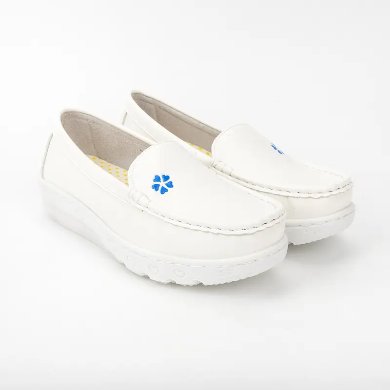 High-Quality Platform White Nursing Shoes with Flower Embroidery Manufacturers, Factories