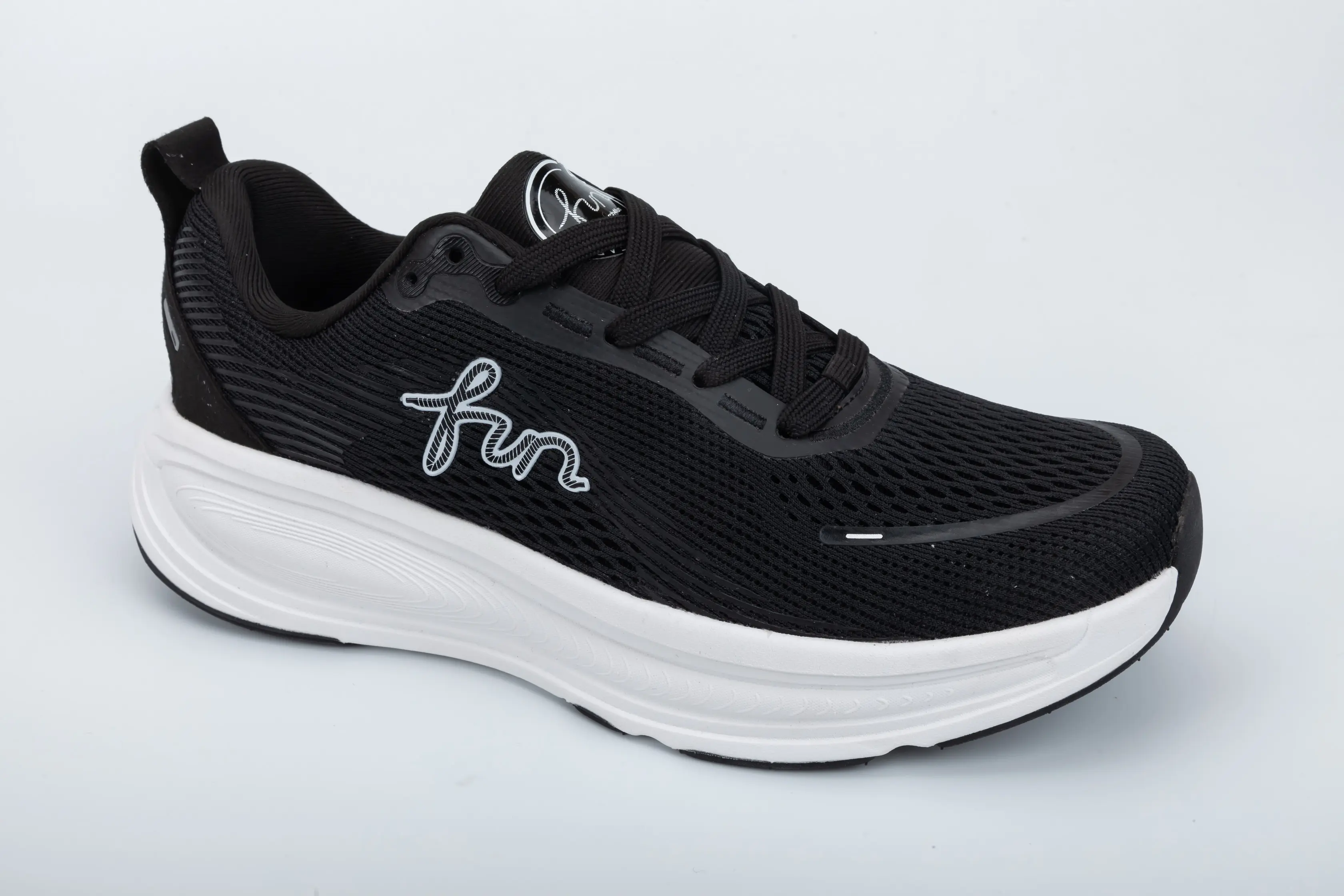 Custom White Breathable Mesh Running Sneakers with Thick Sole Cushion and Fun Logo for Unisex