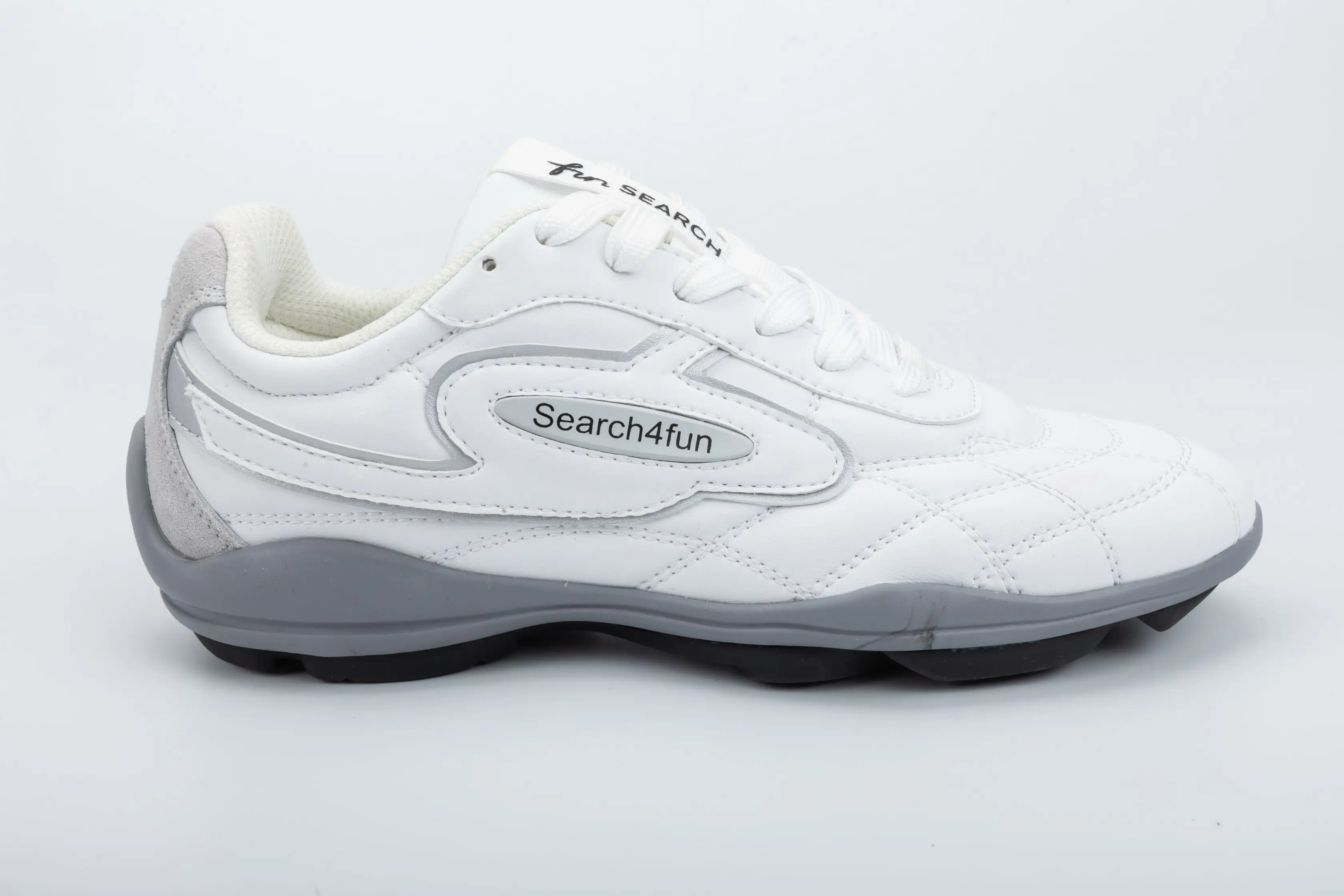 Custom White PU Casual Walking Sneakers with Cushioned Rubber-EVA Sole for Wholesale