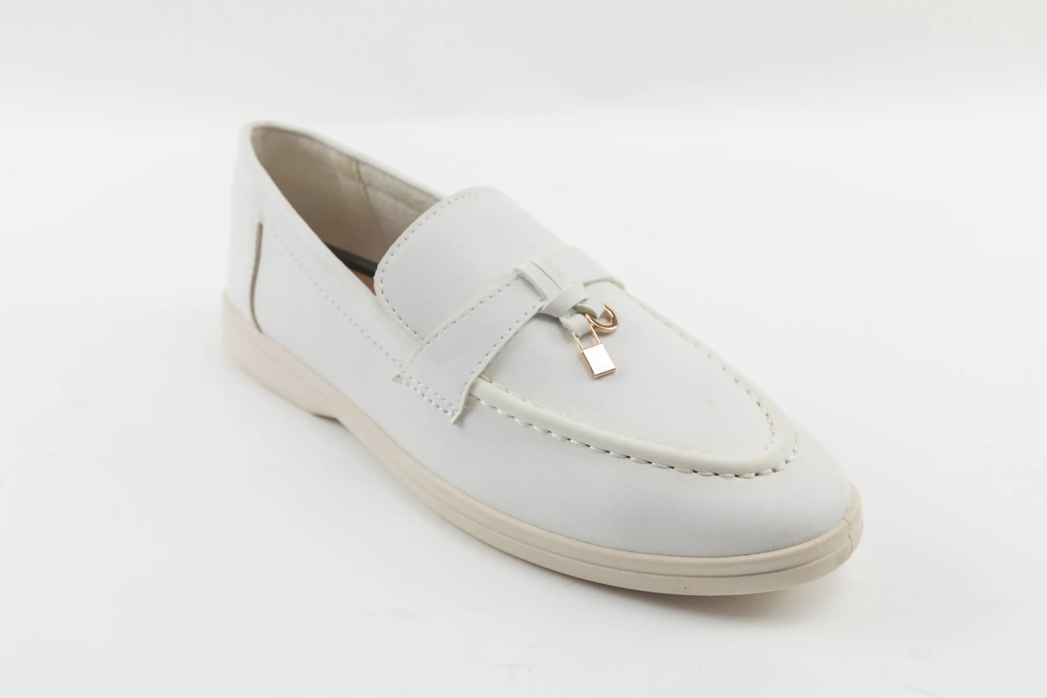 White PU Ladies Loafers