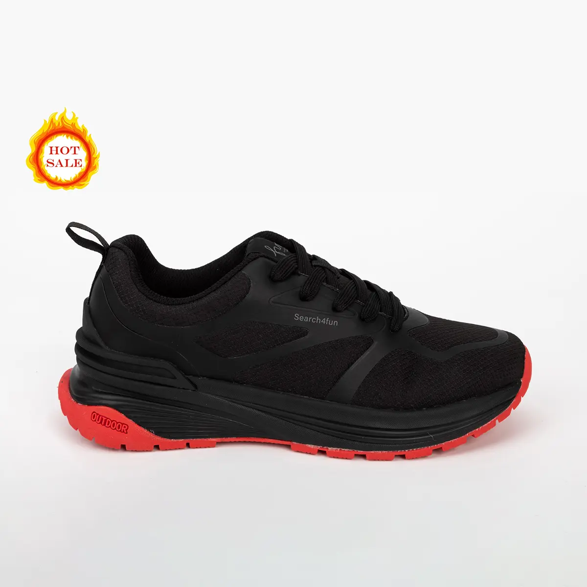 Custom Design Low Top All Black Men Hiking Shoes