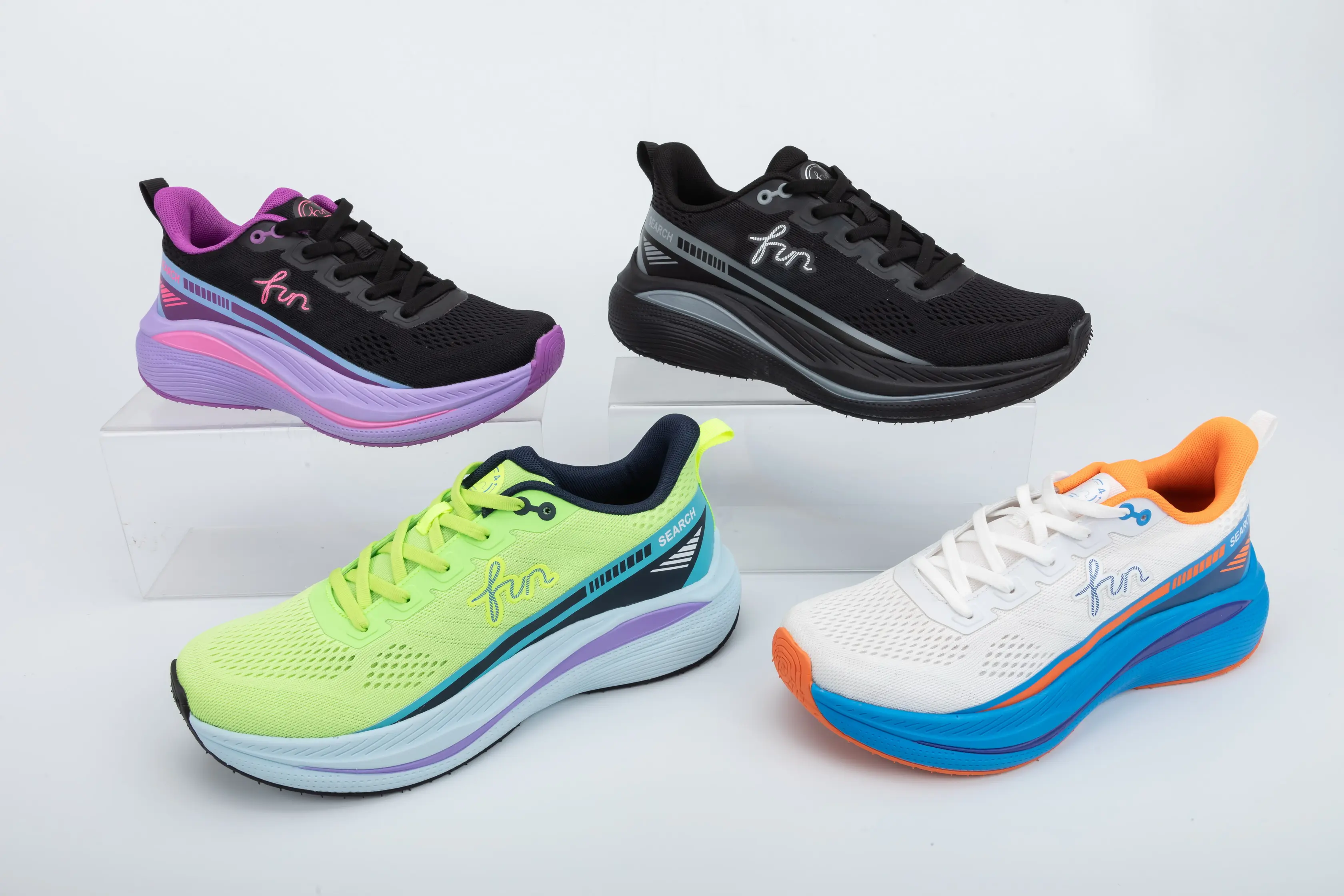 Custom Unisex Mesh Running Shoes with Enhanced Blue-Orange Cushion Sole