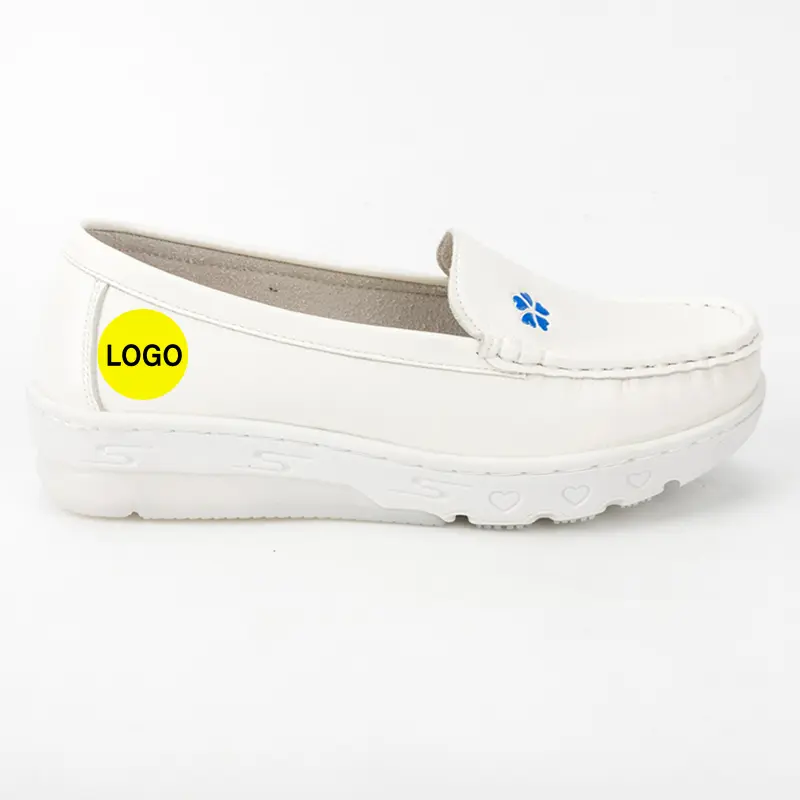 High-Quality Platform White Nursing Shoes with Flower Embroidery Manufacturers, Factories