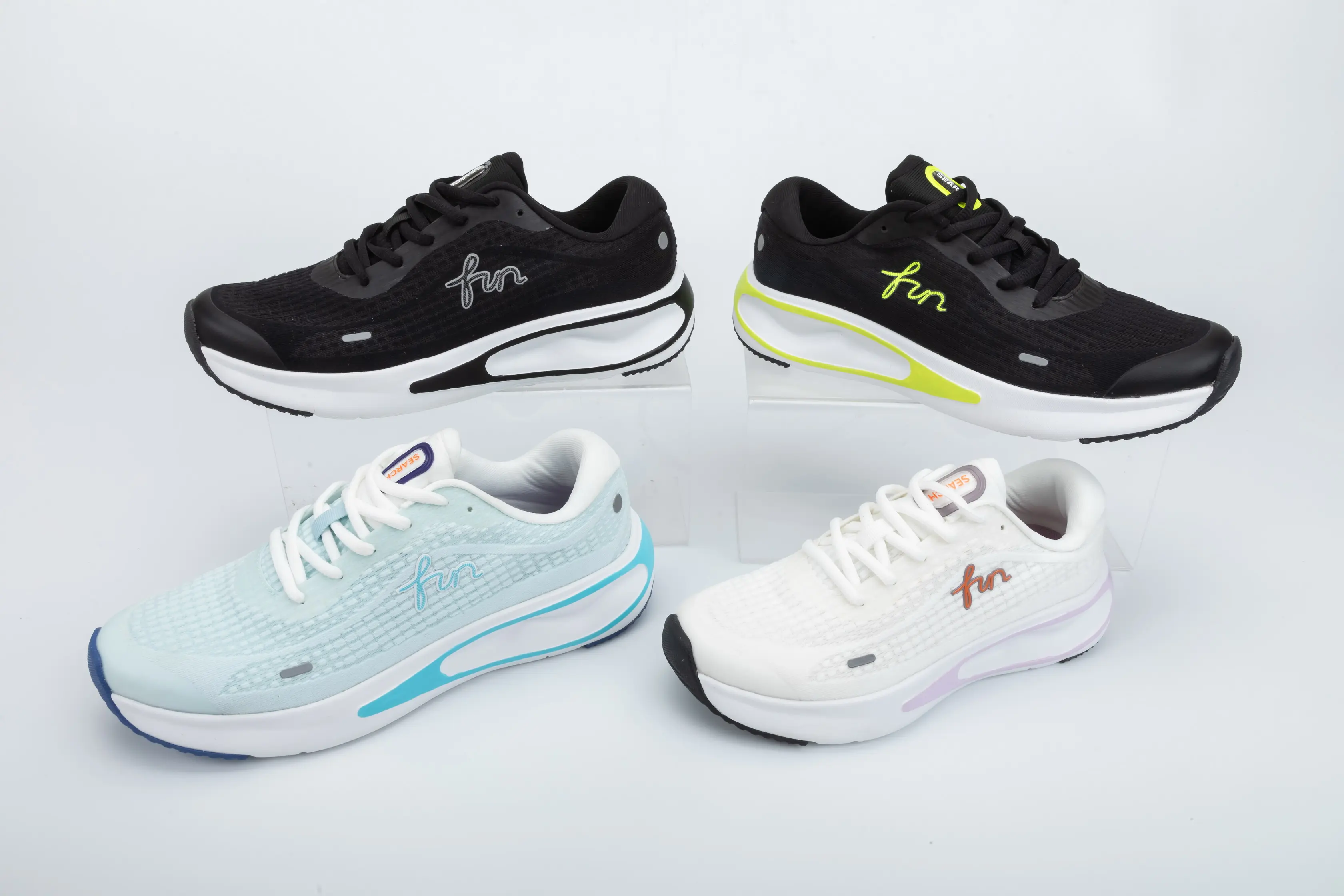 Custom Light Blue Mesh Running Sneakers with Thick Cushion Sole for Unisex Sportswear