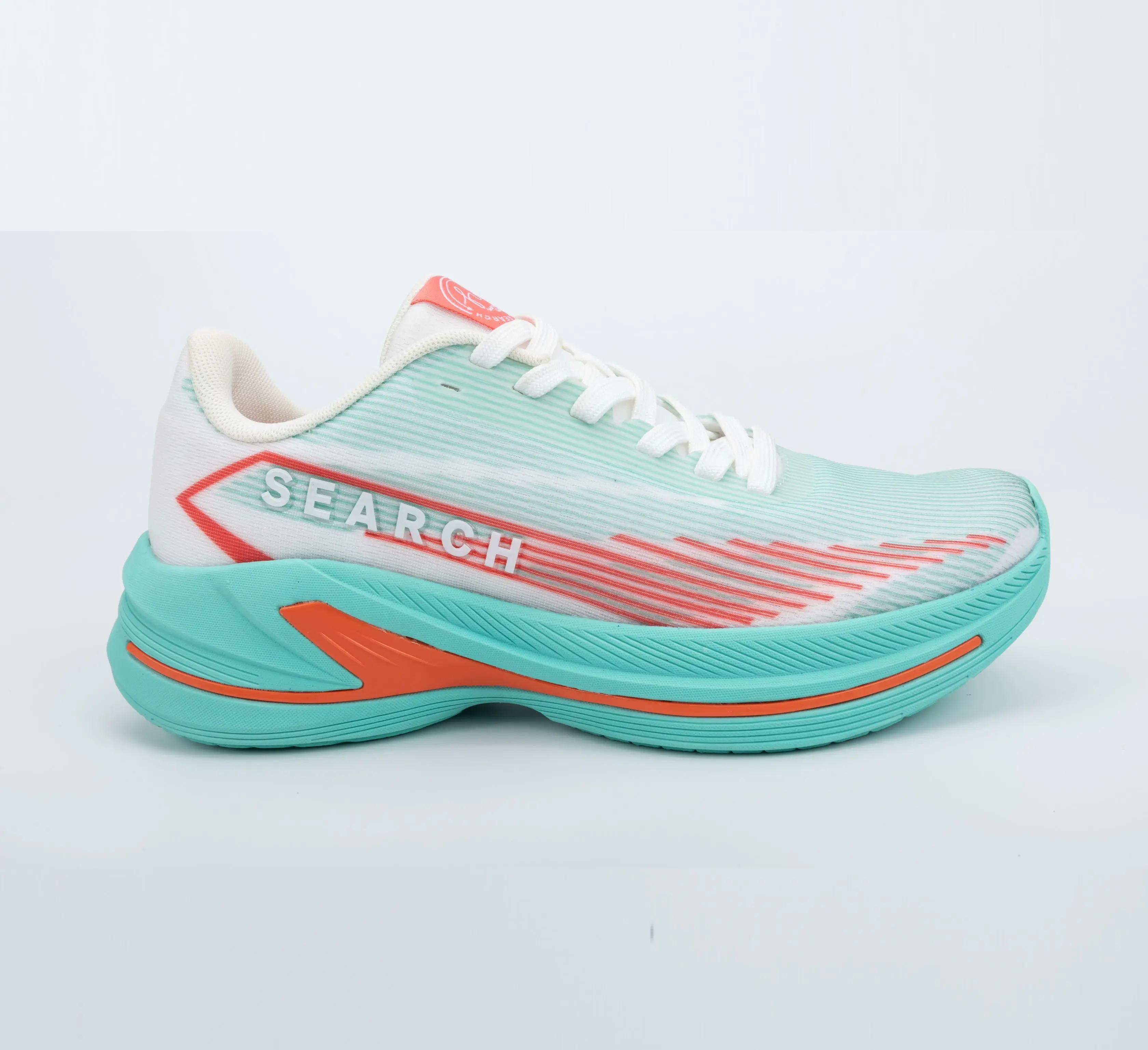 Custom Blue and White Mesh Running Sneakers with Thick Cushioned Sole for Unisex Sportswear