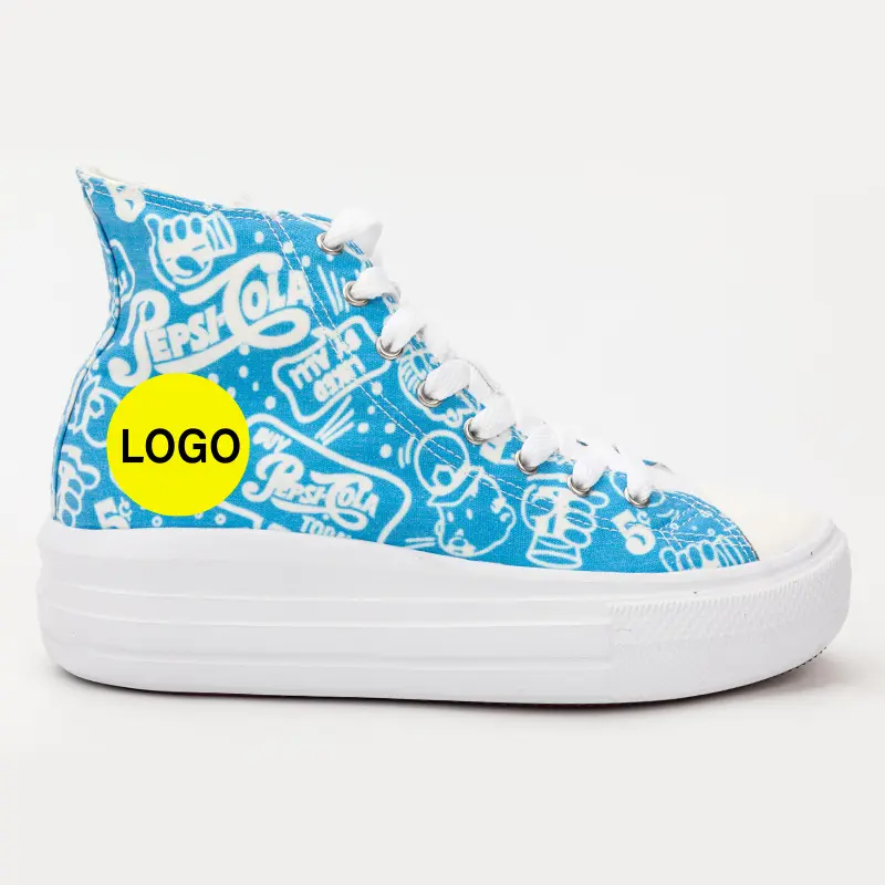 Wholesale High Top Ladies Canvas Shoes with Trendy Prints Service, Manufacturer