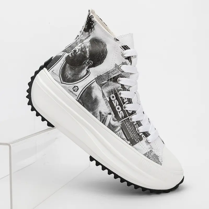 Wholesale High Top Ladies Canvas Shoes with Trendy Prints Service, Manufacturer